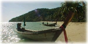 Long Tail boat on the beach of Phi Phi Island